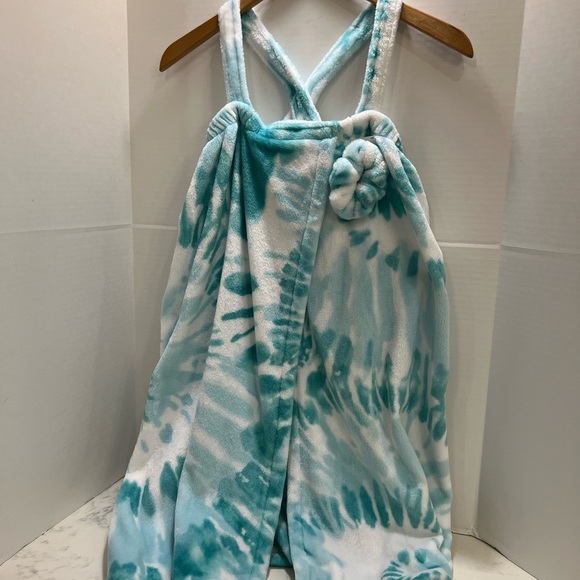 Turquoise Tie-Dye towel/robe Wrap Dress - Picture 6 of 11